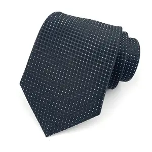 Polyester Ties Wedding Gifts Classic Men's Striped Checked Black Ties Jacquard Woven Polyester Men Neck Ties