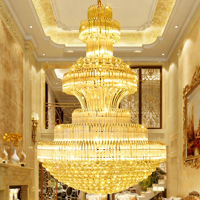 DUOMEIJU Lustre Contemporain de Luxe Moderne Nordique pour Hôtel, en Chrome et Cristal, Grand Lustre de Mosquée à LED