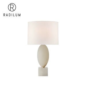 โคมไฟตั้งโต๊ะอะลาบาสเตอร์ทันสมัย ตกแต่งโรงแรมหรู รูปทรงวงรี ฐานหินธรรมชาติ ทรงสี่เหลี่ยมผืนผ้า ผ้าหุ้ม โคมไฟ LED ขนาดใหญ่ รุ่น Versa - Product Image 1