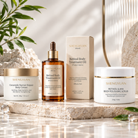 Kit de resurfaçage corporel au rétinol et AHA fermentés, exfoliant corporel, crème barrière huileuse éclatante, marque privée