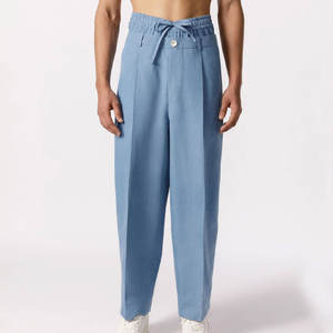 Wide Leg Plain Solid Color Double Waist Trousers <b>Pants</b> Latest Fashion <b>Men</b> Double Waist Trouser <b>Pants</b> - Product Image 2