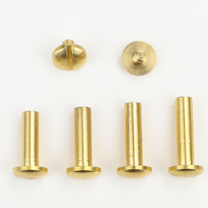 Vis à tête fendue, goujons et rivets en laiton et cuivre de haute qualité, M4 Grade 4.8, diamètre de tête 8-10mm, rivets pour ceintures et cuir, photo - Product Image 3