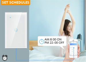 Para Tuya EE. UU. Interruptor de alimentación de luz de pared inteligente estándar 1 Gang Panel de vidrio táctil de un solo polo WIFI + BLE <span class=keywords><strong>Alexa</strong></span> Control de voz 10A para <span class=keywords><strong>Hom</strong></span> - Product Image 2