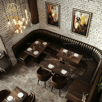 Table et chaises carrées en pierre ensembles de meubles de restaurant en cuir contemporain canapé-cabine café