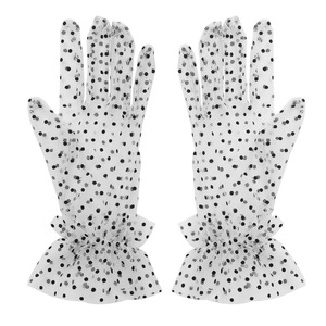 Summer Women's Polka Dot Mesh Gloves Half-Finger Black White Dots Bridal <b>Wedding</b> <b>Accessories</b> Sun Protection Cycling Gloves - Product Image 3