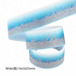 New Arrival Luxury 2.5cm Gradient <b>Glitter</b> Grosgrain Ribbon for Gift Wrapping 5 Yards/Roll - Product Image 4