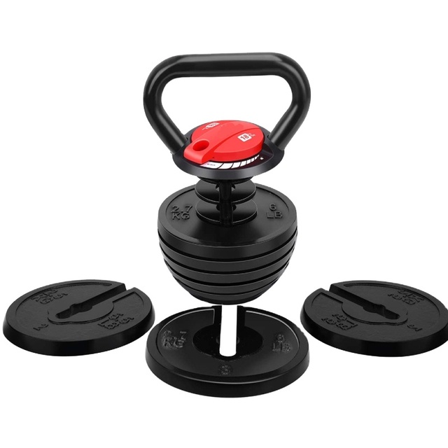 Adjustable Soft Competition Coated Rubber Gym Strength Cast Iron Dumbbell Kettlebell Fitness Equipment Adjustable Kettlebell