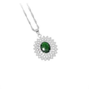 KMT0023-Conjunto de joyería de circonia cúbica verde de girasol, collar, pendientes, pulsera, anillo, conjunto de joyería de circón para mujer - Product Image 3