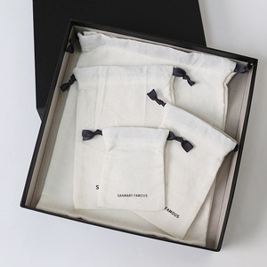 Sac en coton biologique personnalisé avec logo imprimé, pour emballer des bougies, des savons, des cadeaux, avec cordon de serrage, pochette anti-poussière en coton - Product Image 2