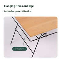 Table de camping pliable d'extérieur en bois et fer, portable, pour pique-nique, barbecue, mobilier d'extérieur