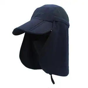 얼굴 커버가있는 야외 방수 야구 모자 UV 보호 목 커버가있는 접이식 농업 낚시 모자