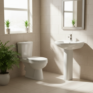 WC complet en céramique avec siphon en P pour salle de bain, toilette, cuvette de toilette, sanitaire, toilette à deux pièces - Product Image 3