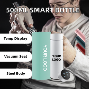 Bouteille d'eau sport intelligente en acier inoxydable de 500 ml, isolée sous vide, thermos avec affichage de la température LED, alimentée par batterie, portable, pour le bureau - Product Image 3