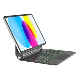 Tablet kablosuz arka işık sihirli klavye Ipad kılıfı Pro hava 4 5 10.9 11 Touchpad Trackpad ile 12.9 inç ince manyetik kapak