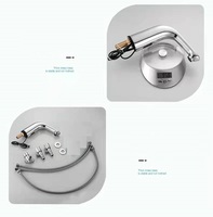 Robinet de salle de bain automatique en laiton et cuivre, contemporain, monotrou, à poser sur le plan, à économie d'énergie, avec capteur infrarouge sans contact, eau chaude/froide