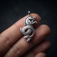 Pendentif Hippocampe Mythologique Celtique en Acier Inoxydable, Thème Monstre Marin Fantastique, Mini Bijou pour Collier DIY, Vente en Gros