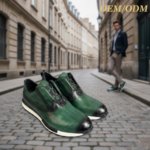 Sneakers en cuir véritable imprimées au laser de luxe - Chaussures décontractées personnalisables avec l'identité de la marque - Chaussures pour hommes en marque privée, grandes tailles - Product Image 1