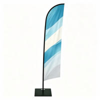 Drapeau publicitaire personnalisé avec logo et base au sol pour promotion de marque en salle de convention