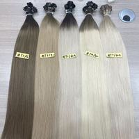 Extensions de cheveux naturels bruts en gros, pointe plate, ultra-lisses, à la kératine (K-tip), double épaisseur, colorées, pour femmes