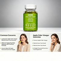 Gummies au vinaigre de cidre de pomme et au thé vert matcha, marque privée OEM, 60 unités, approvisionnement en gros, marque personnalisée