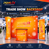 Pdyear Factory Mur d'affichage publicitaire en tissu tendu pour salons professionnels, expositions et événements, avec support de bannière droite et incurvée