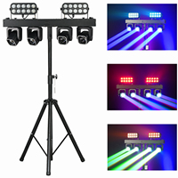Barre de lumière LED Crank Stand avec 4 projecteurs LED mobiles RGBW 20W et 2 projecteurs LED Par Strobe, pour DJ, club, extérieur et scène portable