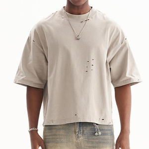 Camiseta recortada de Algodón 100% con logotipo personalizado para hombre - Product Image 3