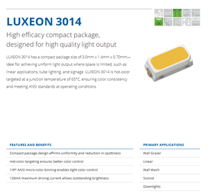 Puce LED Lumileds L130-6580HE1400001 LUXEON 3014 3.1V 60mA, blanc 6500K, 80CRI, 0.118x0.055mm, 161lm/W - Product Image 2