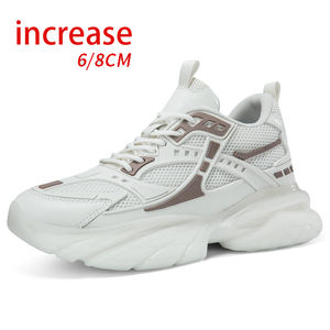 รองเท้าผ้าใบเพิ่มความสูง 6.8 ซม. สำหรับผู้ชาย ฤดูร้อน/ฤดูใบไม้ร่วง ดูดซับแรงกระแทก พื้นหนา ระบายอากาศดี สไตล์ลำลอง ทันสมัย รองเท้าทรง Dad Shoes ซับในตาข่าย - Product Image 1