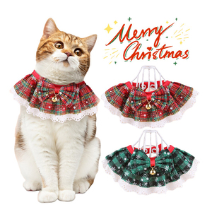 HOMEPLANET, superventas, nueva bufanda decorativa a rayas para mascotas, gatito, accesorio de campana, cubierta para el cuello, toalla de Baba, <span class=keywords><strong>Collar</strong></span> de mascota a cuadros de Navidad - Product Image 1