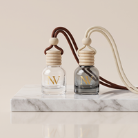 Diffuseur de parfum pour voiture en verre rond miniature personnalisé, flacon vide de 5 ml et 8 ml avec bouchon en bois, désodorisant suspendu, fabrication en usine