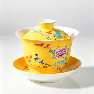 Gaiwan in Porcellana Jiangxi di Alta Qualità Marca JADE, Stile Tradizionale <span class=keywords><strong>Sgraffito</strong></span> con Motivi Floreali, Tazza Classica per Tè Kung Fu - Product Image 4