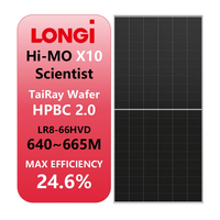 Panneaux solaires monocristallins bifaciaux à double verre de type N Longi Hi-Mo X10 Scientist LR8-66HVD pour usage domestique et commercial 645W 650W 655W 665W