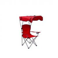 Chaise de pêche légère et portable avec accoudoirs métalliques, chaise de camping et de plage avec auvent et porte-gobelet