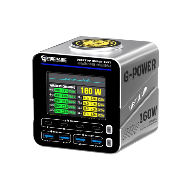 Mechanic G-POWER 160W Desktop Wireless PD Charging Station for Phone Mobile Charger Screen Display 15W Magnetic Fast Charging