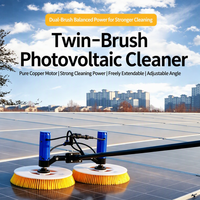 Brosse de nettoyage de panneaux solaires extensible en aluminium avec alimentation en eau, brosse rotative pour le nettoyage des panneaux solaires sur toiture