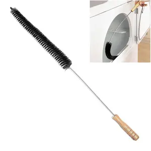 Foldable Water Pipe Drainage Dredge Tool Long Handle Cleaning Dust Brush Dryer Vent Brush with Wood Handle Opp Bag Hand Wooden