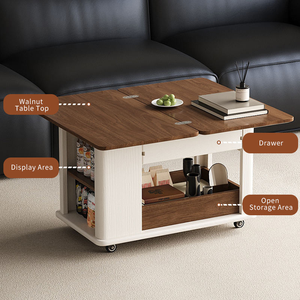 Table basse en bois moderne, durable et écologique avec rangement, ensemble de tables d'appoint pour salon, mobilier de maison - Product Image 3