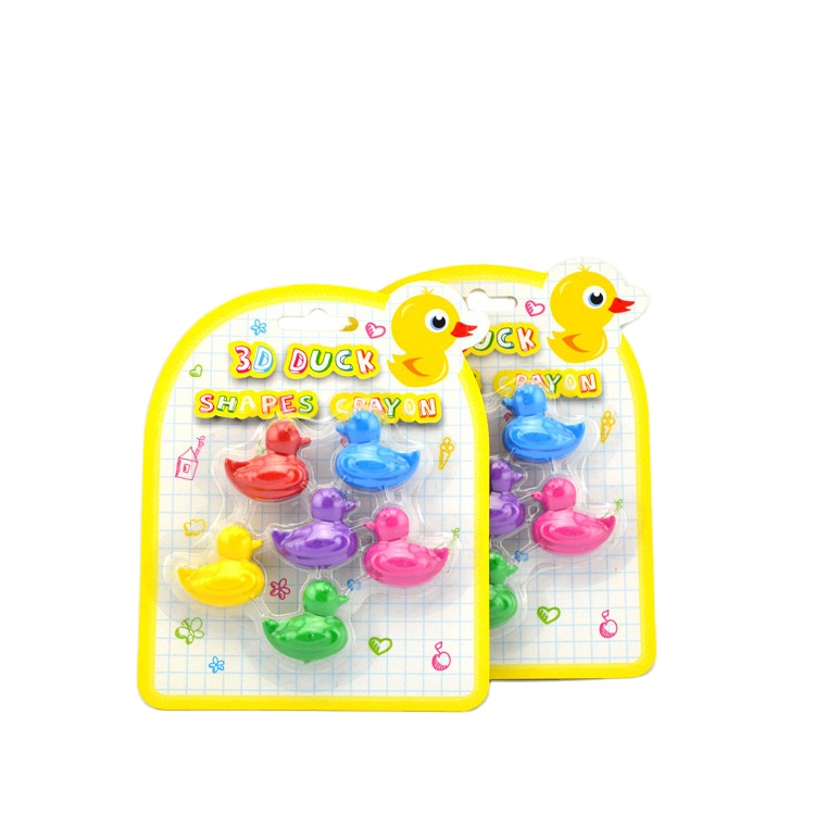 Blister Card Packing Coloring Set Pack 6pcs Animal Series 3D Duck Crayons