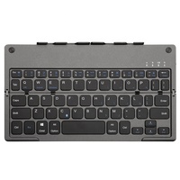 Keyboard dengan dudukan ponsel, ultra-tipis lipat Mini gigi biru 61 tombol nirkabel dengan dudukan yang dapat diisi ulang 2 lipat