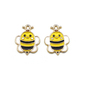 Breloques Abeille en Alliage de Zinc Émaillé, Pendentif Fleur Nid d'Abeille, Accessoires de Fabrication de Bijoux DIY, Cadeau Unisexe, Breloque F0128 - Product Image 3