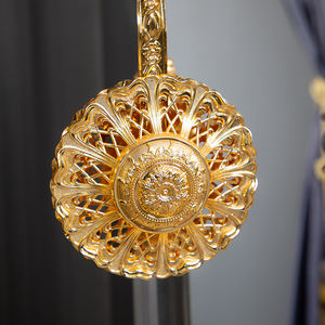 Orologio da Terra di Lusso Francese Dorato, Orologio a Pendolo in Stile Antico, Orologio da Terra Classico con Cristalli - Product Image 6