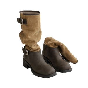 Botas Vaqueras Retro de Pierna Recta para Mujer, Novedad 2026, con Hebillas Metálicas, de Dos Tonos y Gamuza - Product Image 5