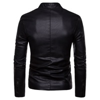 Veste en cuir de motard décontractée à col montant pour homme, tendance automne-hiver, avec logo personnalisé, vente en gros, grandes tailles