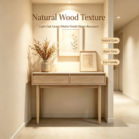 Console de salon en chêne clair, 2 tiroirs, sans poignées, style moderne du milieu du siècle, meuble d'entrée, canapé, mobilier de maison en bois