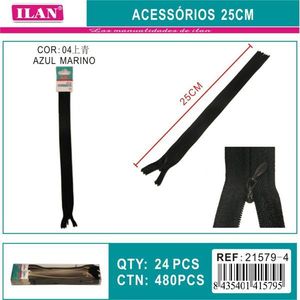 Fermeture éclair invisible Ilan 25 cm bleu marine pour vêtements et travaux manuels - Product Image 2