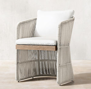 Meubles de jardin d'extérieur, chaises en rotin tressé à assise haute, matériaux mixtes, bois de teck massif, meubles en bois faits à la main - Product Image 4