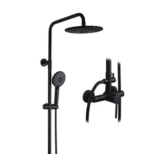 Empolo Matt Black Shower Exposto Wall Mounted Matte Black chuveiro torneira adaptador com 2 alças showershower mixer