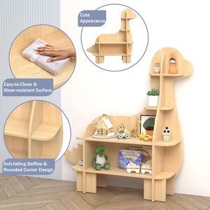 Étagère à livres en bois pour enfants Montessori à 4 niveaux avec fonctionnalités pour l'école et la salle de bain, rangement pour jouets - Product Image 3