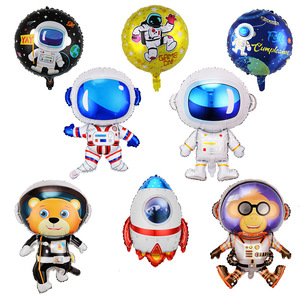 Decoración para Fiesta de Cumpleaños con Temática Espacial para Niño, Globo de Aluminio con Diseño de Mono de Dibujos Animados, Cohete y Astronauta - Product Image 1